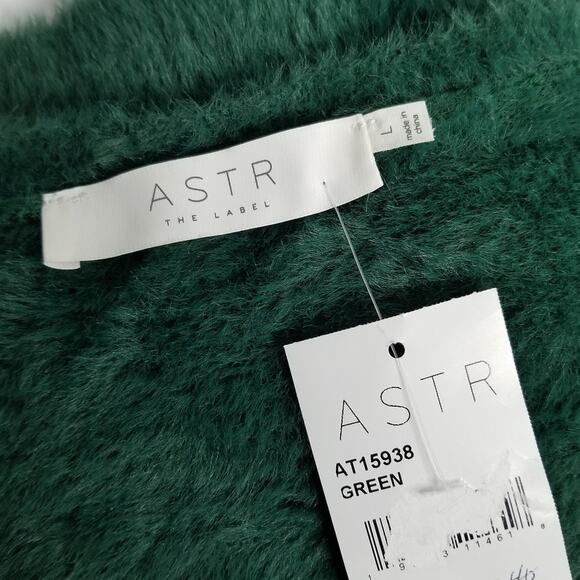 ASTR The Label Fuzzy Crop Sweater Green Size Large - Picture 2 of 12